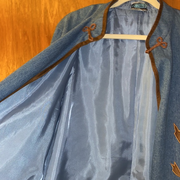 Isabella’s Journey Denim Expressions Long Coat,Faux Suede Cuffs,Embellishments - Picture 7 of 16